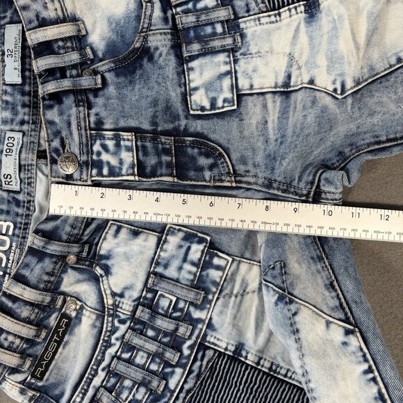 Ragstar Jeans Men’s 32 Moto Biker Ribbed Panels Acid Wash Y2K Streetwear Stacked - Picture 9 of 16